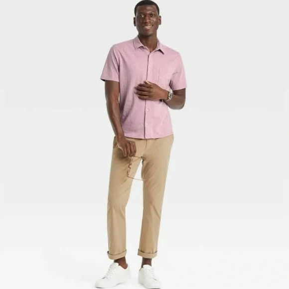 NWT Goodfellow & Co Men’s Short Sleeve Casual Button-Down in Orchid Size XL - Picture 3 of 13
